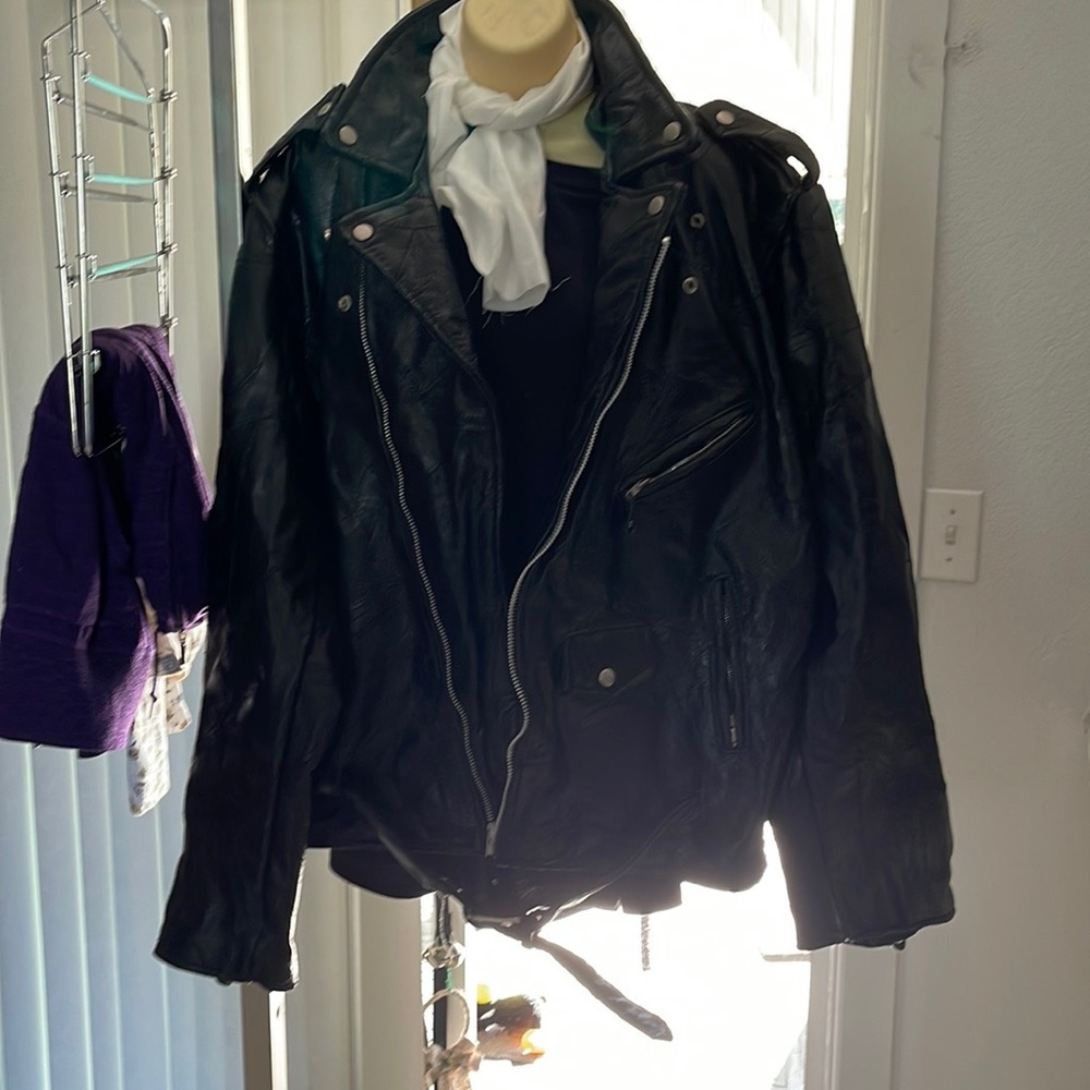 Bomer-motorcycle Black Leather Jacket vintage
